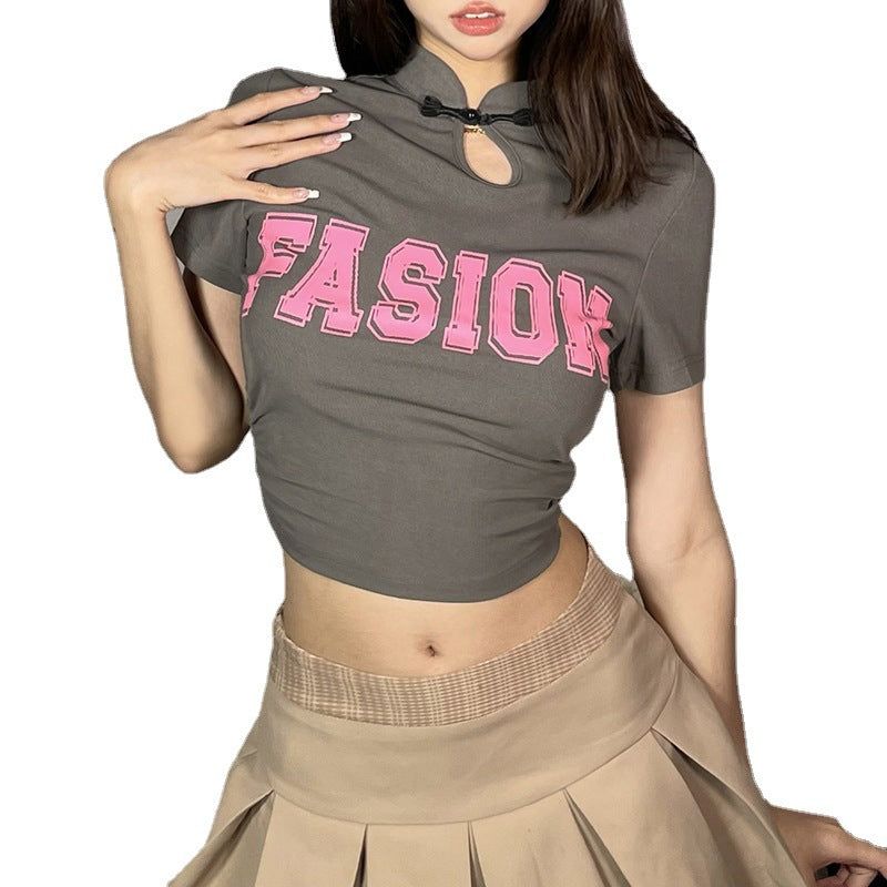 New Slim-fit Crew-neck Short-sleeve T-shirt That Shows Off Your Midriff