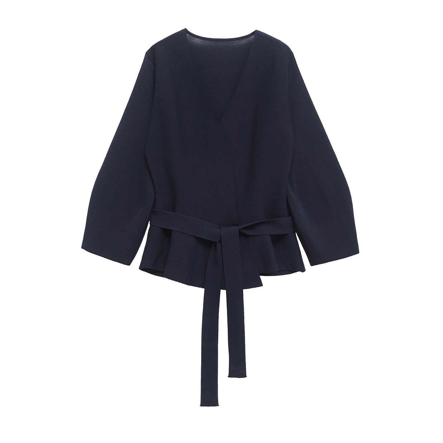 Fashionable Knitted Womens Long Sleeve Top With A Belt
