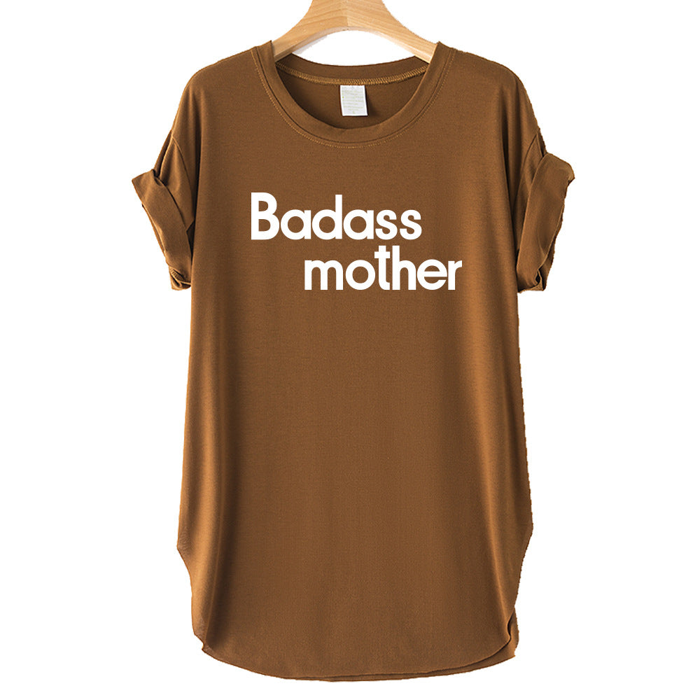 Letter Print Badass Mother Short Sleeve T-Shirt