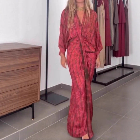 Bohemian Printed Dress For Spring And Autumn