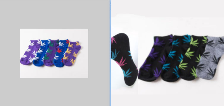 Trendy Cotton Hemp Leaf Sports Low-Cut Hip-Hop Boat Socks