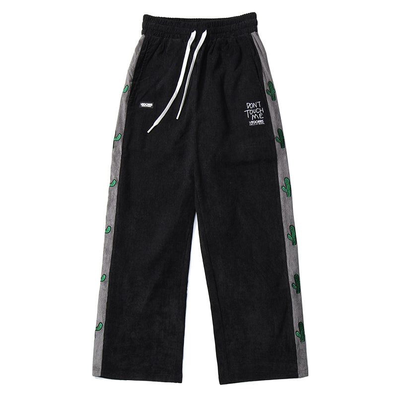 Corduroy loose straight-leg pants