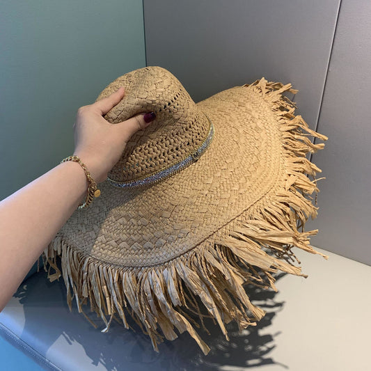 Straw Tassel Sun Hat With Wide Brim