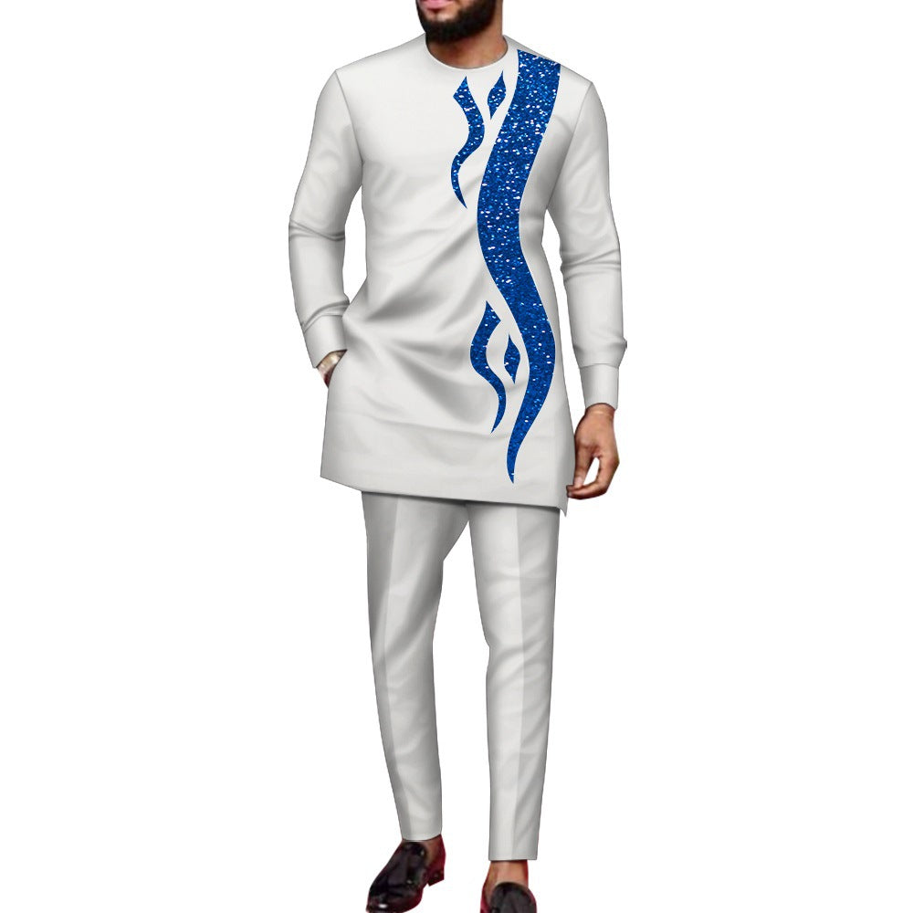 Men's Fashionable Sequins Stitching Business Suit