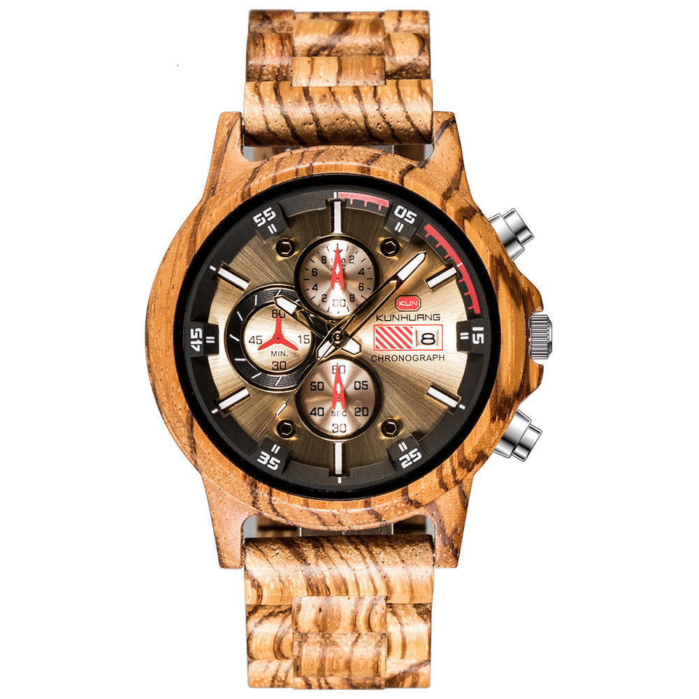 Multifunctional sports wood watch