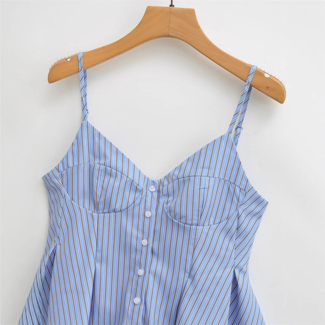 Small Pleated Poplin Sleeveless Camisole Top