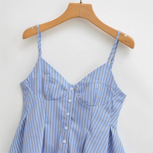 Small Pleated Poplin Sleeveless Camisole Top