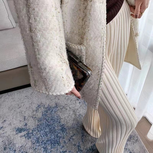 Women's Pit Strip Knitted Wide Leg Mopping Pants