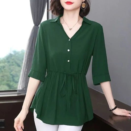 Middle-aged And Elderly Women's Chiffon Shirt