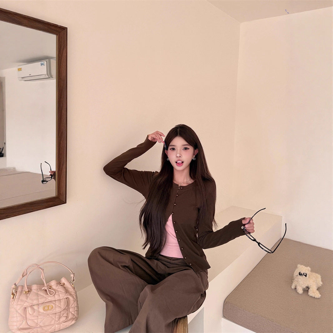 Women's Autumn Korean Style Niche Retro Versatile Fake Two-Piece Top