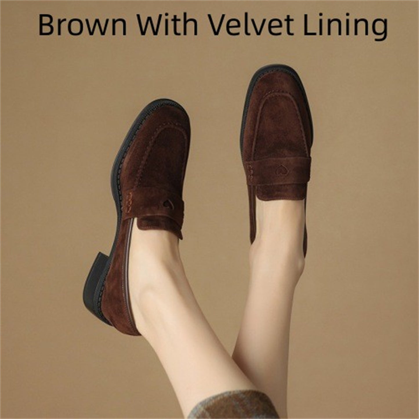 Sheepskin Chunky Heel Pumps Women Spring Concise