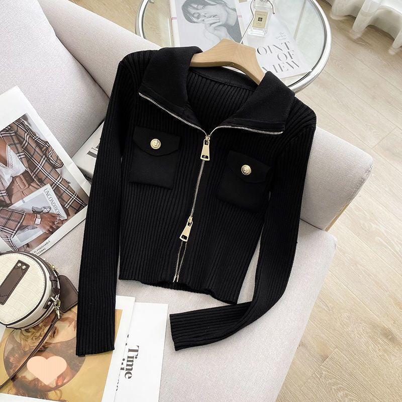 Thin Base Sweater Knitted Zipper Cardigan Outerwear