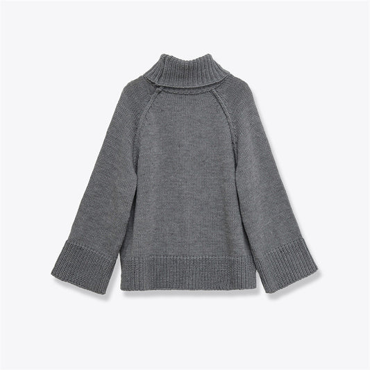 Women's Casual Loose Stand-neck Knit Sweater