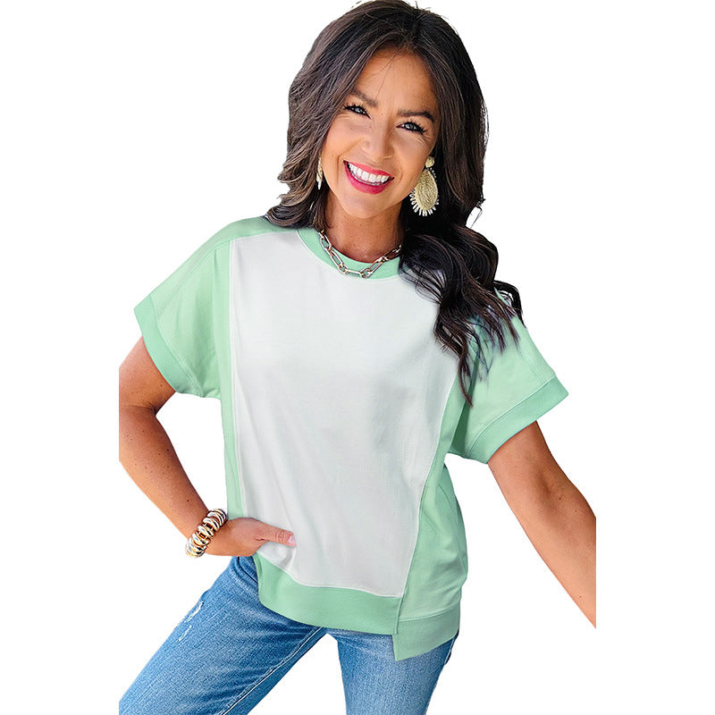 European And American Fashion Trend Multicolor Printed Short-sleeved Top
