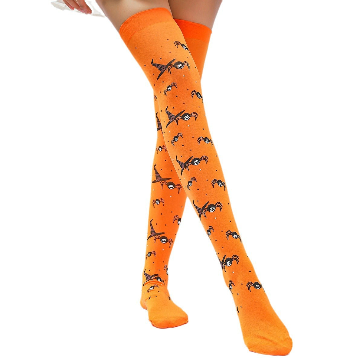 Black Silk Screen Foot Knee Socks
