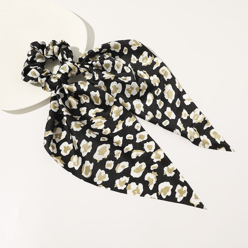 New Knotted Ribbon Satin Monochrome Silky Square Scarf Hair Tie Ladies Ponytail Hair