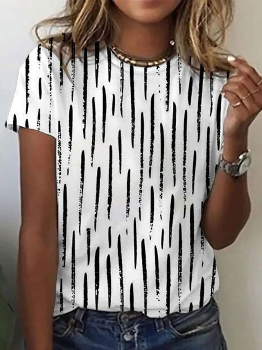 Geometric 3 Digital Short Sleeve Round Neck