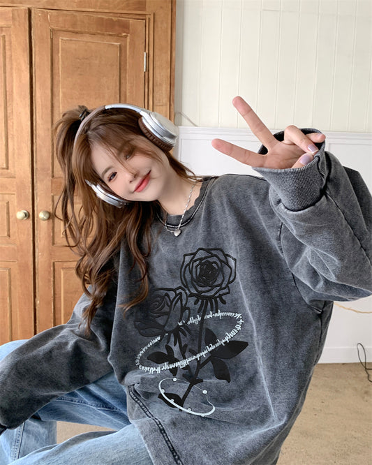 American Vintage Washed Distressed Loose Pullover Top