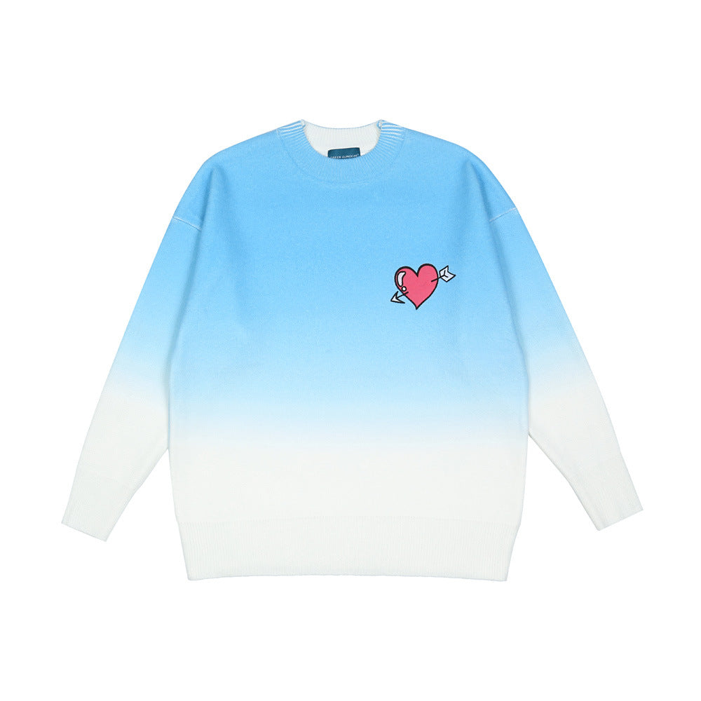 Love Print Gradient Sweater Men