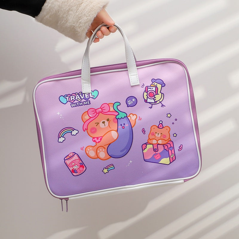 Cartoon Cute Girl With Laptop Bag