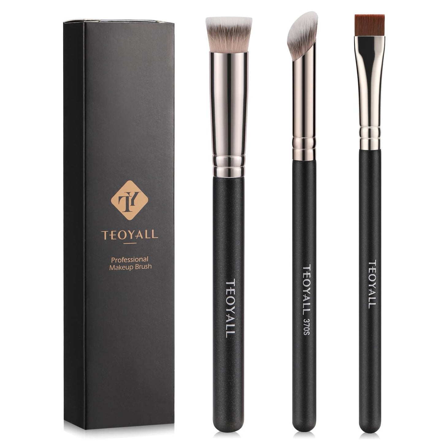 Foundation Kontur Conceal Pinsel Set, 3PCS Angewinkelte Synthetische Kabuki Pinsel Zum Mischen, Festlegen Und Auftragen Von Flüssigen, Cremes Und Puder-Kosmetika