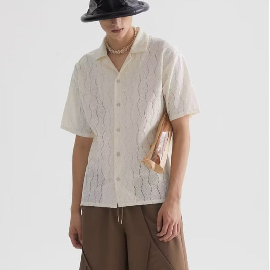 Niche Vintage Short-sleeve Floral Shirt For Men