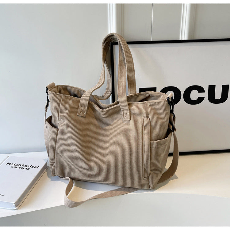 Corduroy Crossbody Bag For Commuting Large Capacity