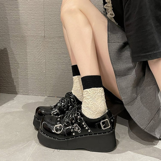 Thick-soled British Style Small Leather Shoes Women's Round Toe
