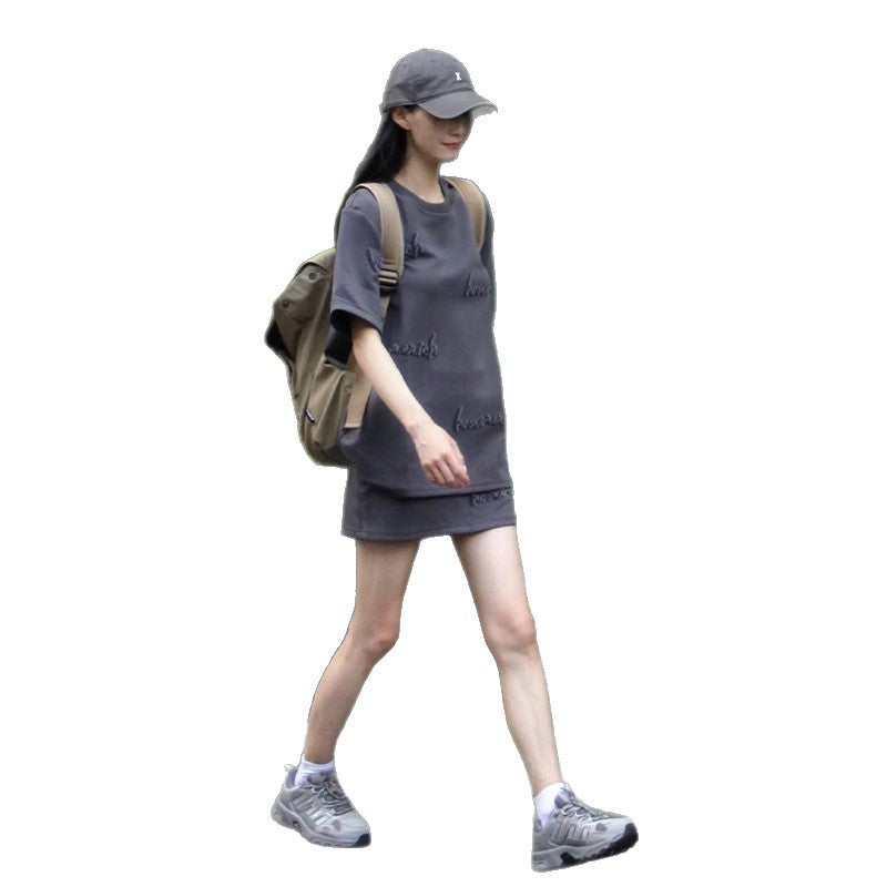 Stylish American-style Casual Two-piece Set Featuring A Slimming Top And Skirt