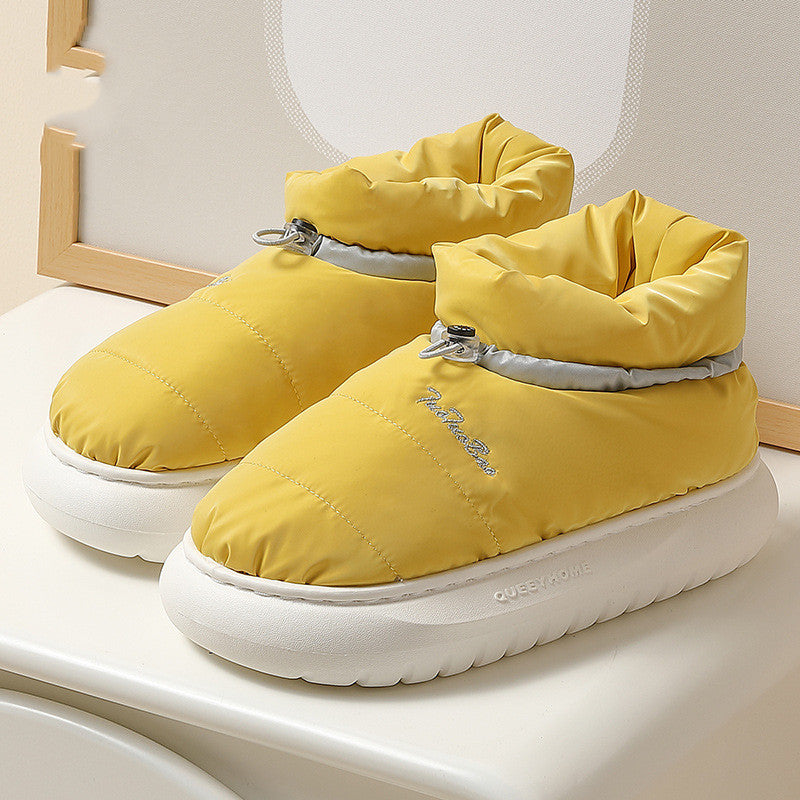 Couple Thick Bottom In Winter High-top Waterproof Cotton Slippers