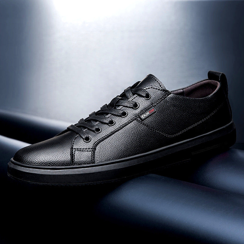 Solid Color Round Toe Everyday Black Low-top General Purpose White Shoes