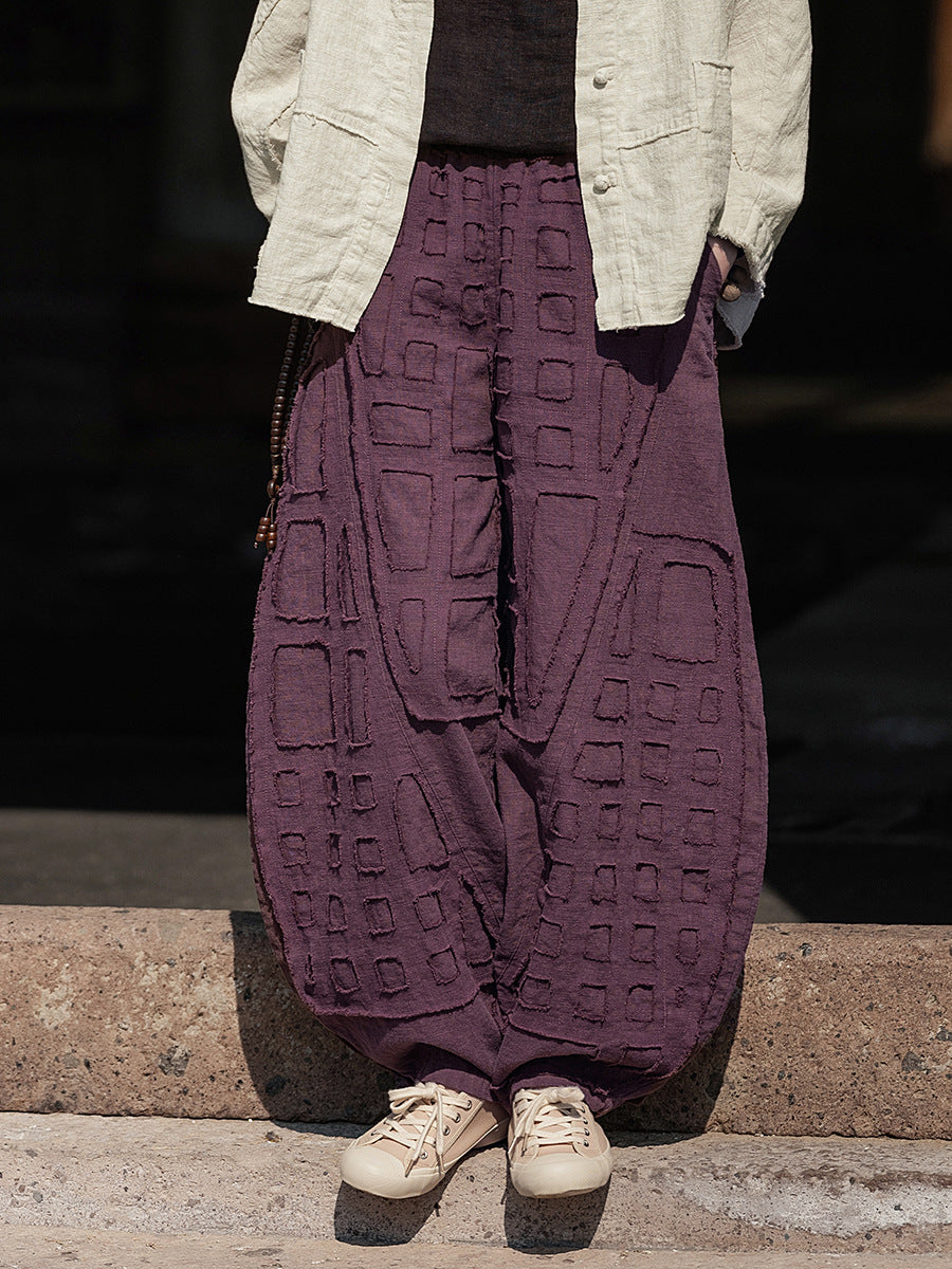 Natural Raw-edged Linen Meditation Bloomers For Everyday Wear