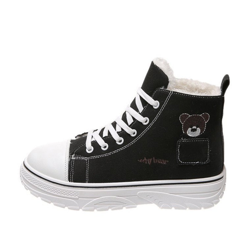 Fashion Martin Boots Women's Mid-heel Thick Canvas