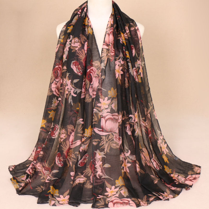 Cotton Yarn Bali Printed Scarf Thin Section Breathable And Multi-purpose
