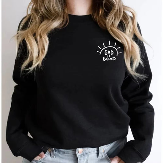 Ny rundhalset sweatshirt med print Afslappet sport løs