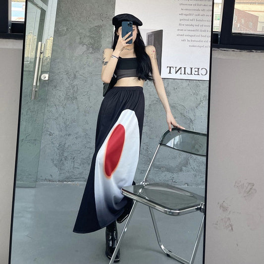 Women's Elastic Waist Split Skirt Casual A- Line Dress