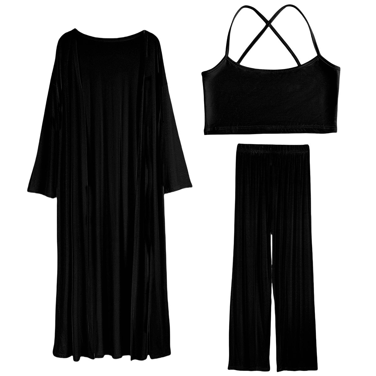 Women's Casual Long-sleeved Cardigan High-waisted Trousers Vest