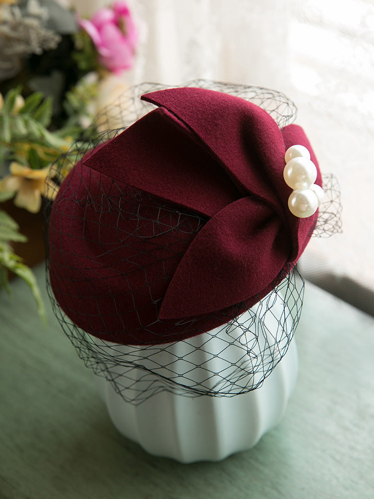Fransk Elegant Britisk Vintage Mesh Baret