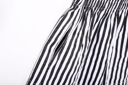 Women's Vertical Striped High Waist Wide Leg Pants