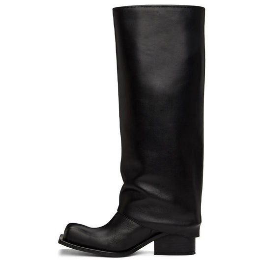 Large Apron Boots Thick Square Round Head Long Canister Boots