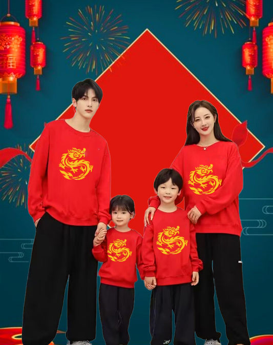 Autumn And Winter Thickened Dragon Year New Family Welfare Round Neck Sweater