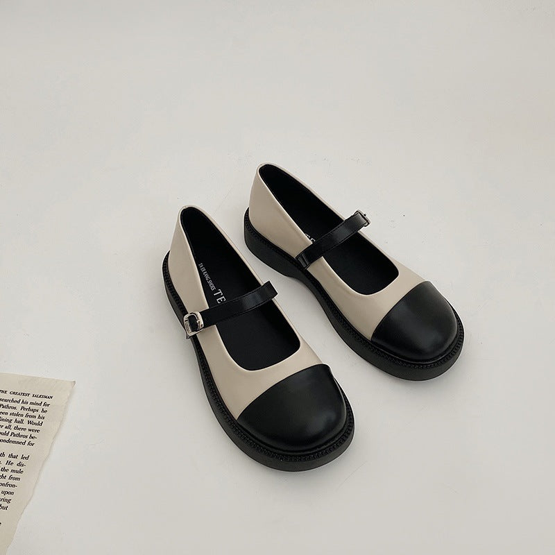 Women's Retro British Style Thick Sole High Leather Shoes