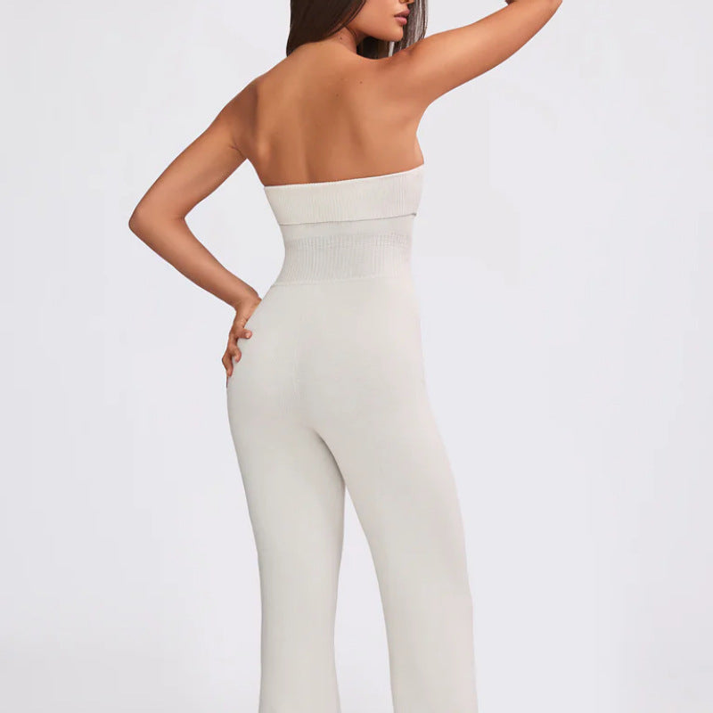 Rygløs Strikket Tube Top Jumpsuit til Kvinder