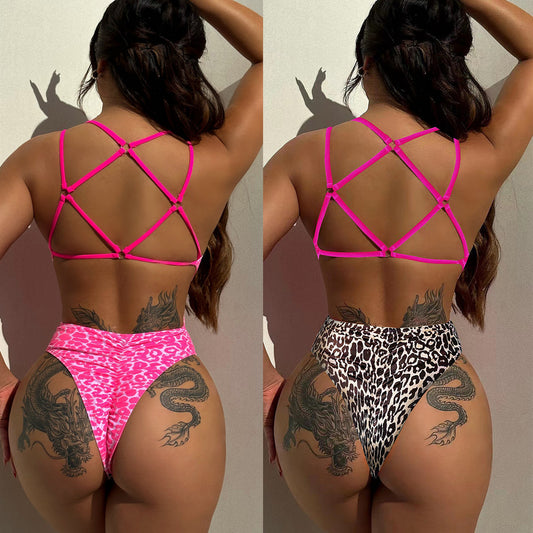 European And American Sexy Leopard Print Swimsuit Suit