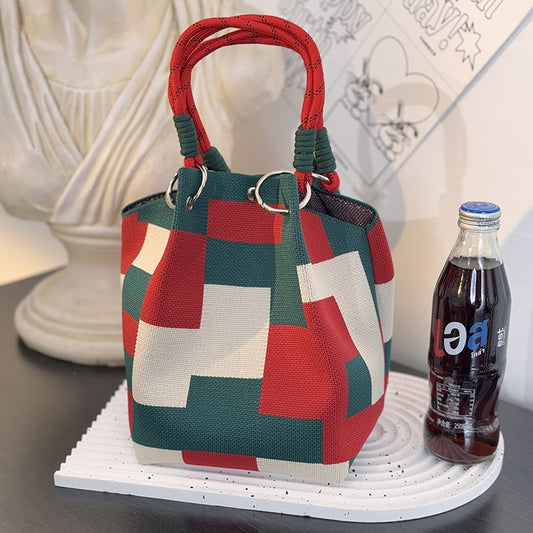 Knitted Loop Handle Bag Portable Work Friendly High Capacity Handbag