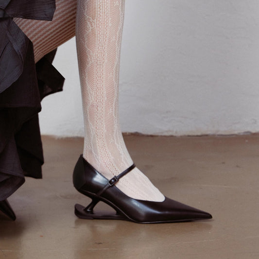 French Style High-grade Retro Suspension Heel Ankle-strap Buckle Shoes
