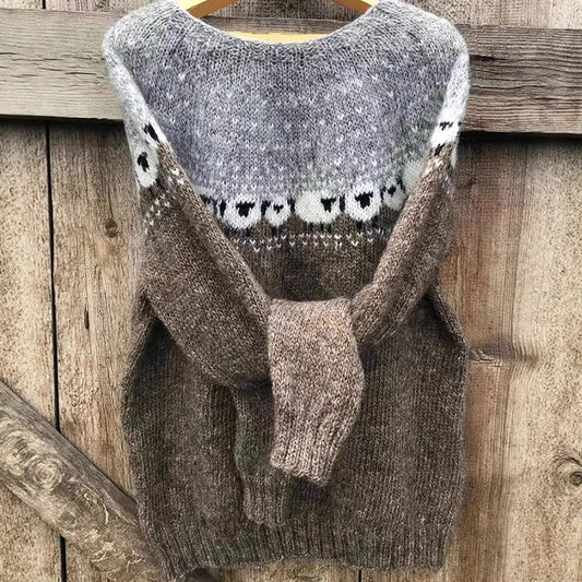 Women's Sweater Round Neck Multicolor Loose Fashion Pullover Sweater