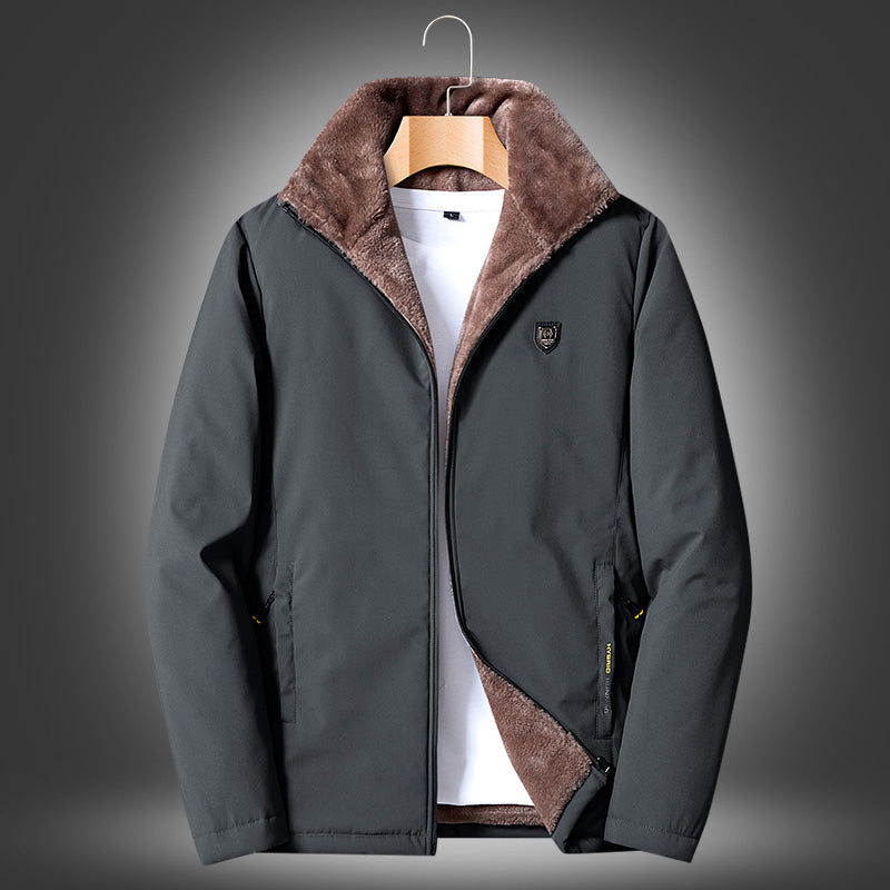 Middle-aged Men's Cotton Jacket Plus Velvet Thickening