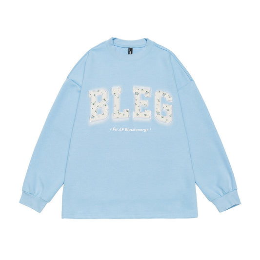 Kvinder Blomstret Broderet Bogstav Rundhalset Sweatshirt