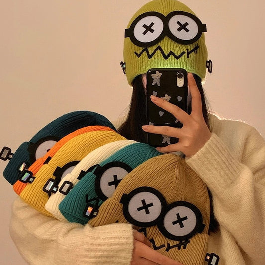 Cartoon-Knit Beanie For Fall And Winter